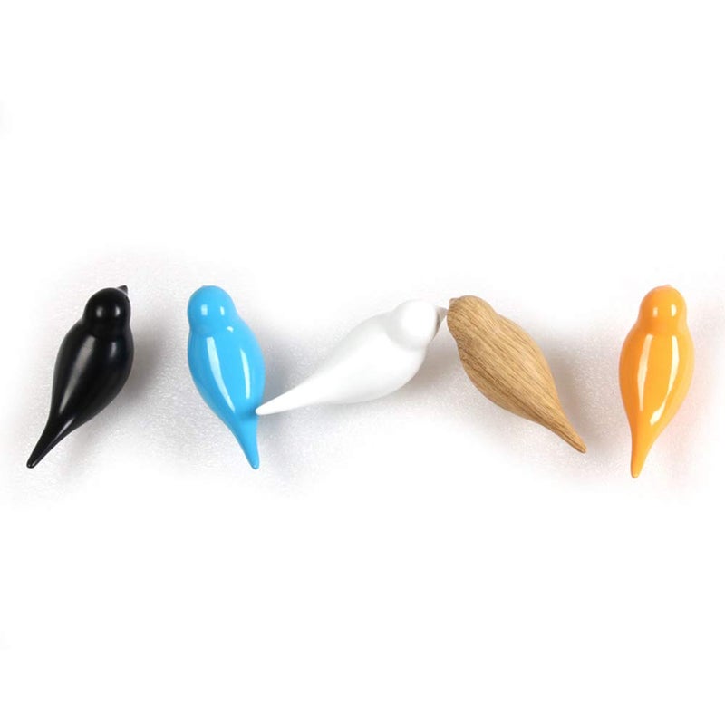 DesignSter Resin Bird Coat Hooks - Premium Creative Wall Mounted Birds Decorative Art Decor Hat Towel Bag Hanger Gift for Home,Living Room, Bedroom, Shop, Set of 5 - Image 1